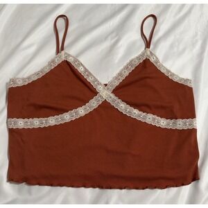 Arizona Women's Y2K Babydoll Orange Tank Top Fall Festival XXL Lace